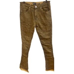Waimea Stacked Fit Moto Jeans Mens Brown Distressed Paneled Streetwear Pants